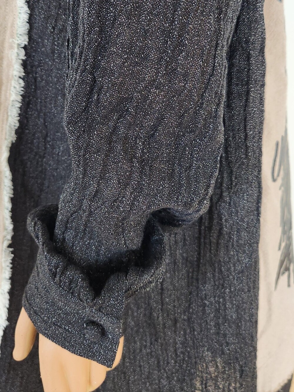 Heather Black Hooded Gauze Dress With Printed Panels - Picture 12 of 12